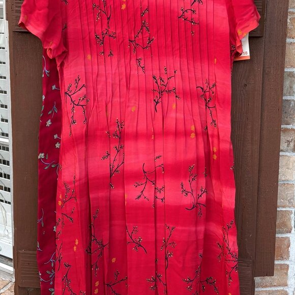 2 PositiveAttitude VTG FLORAL maxi dresses pintuck pleats ORANGE & RED(NWT)SZ 18 - Picture 12 of 12